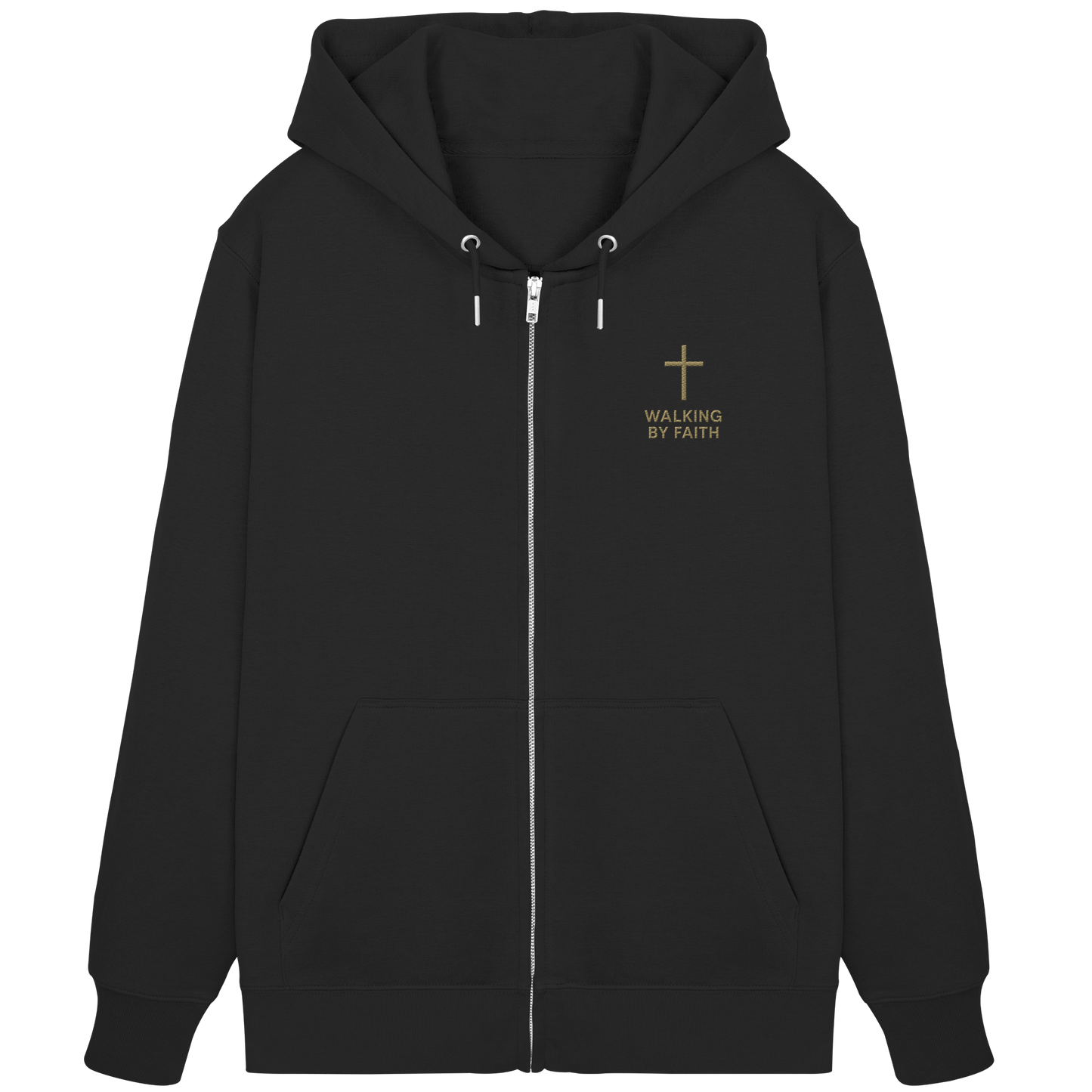 Walking by Faith – Zip-Hoodie mit Stick - Organic Zipper (Stick)