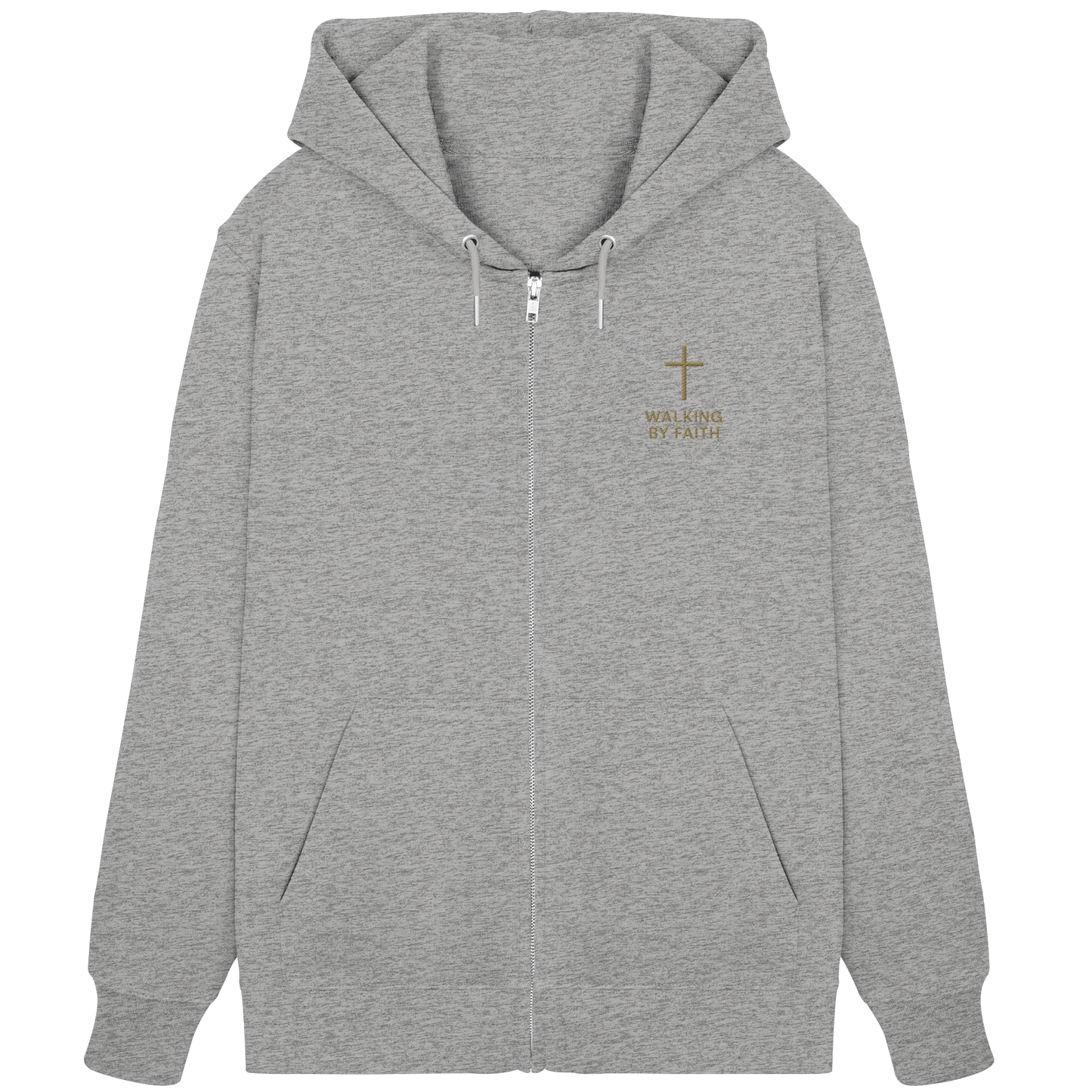 Walking by Faith – Zip-Hoodie mit Stick - Organic Zipper (Stick)